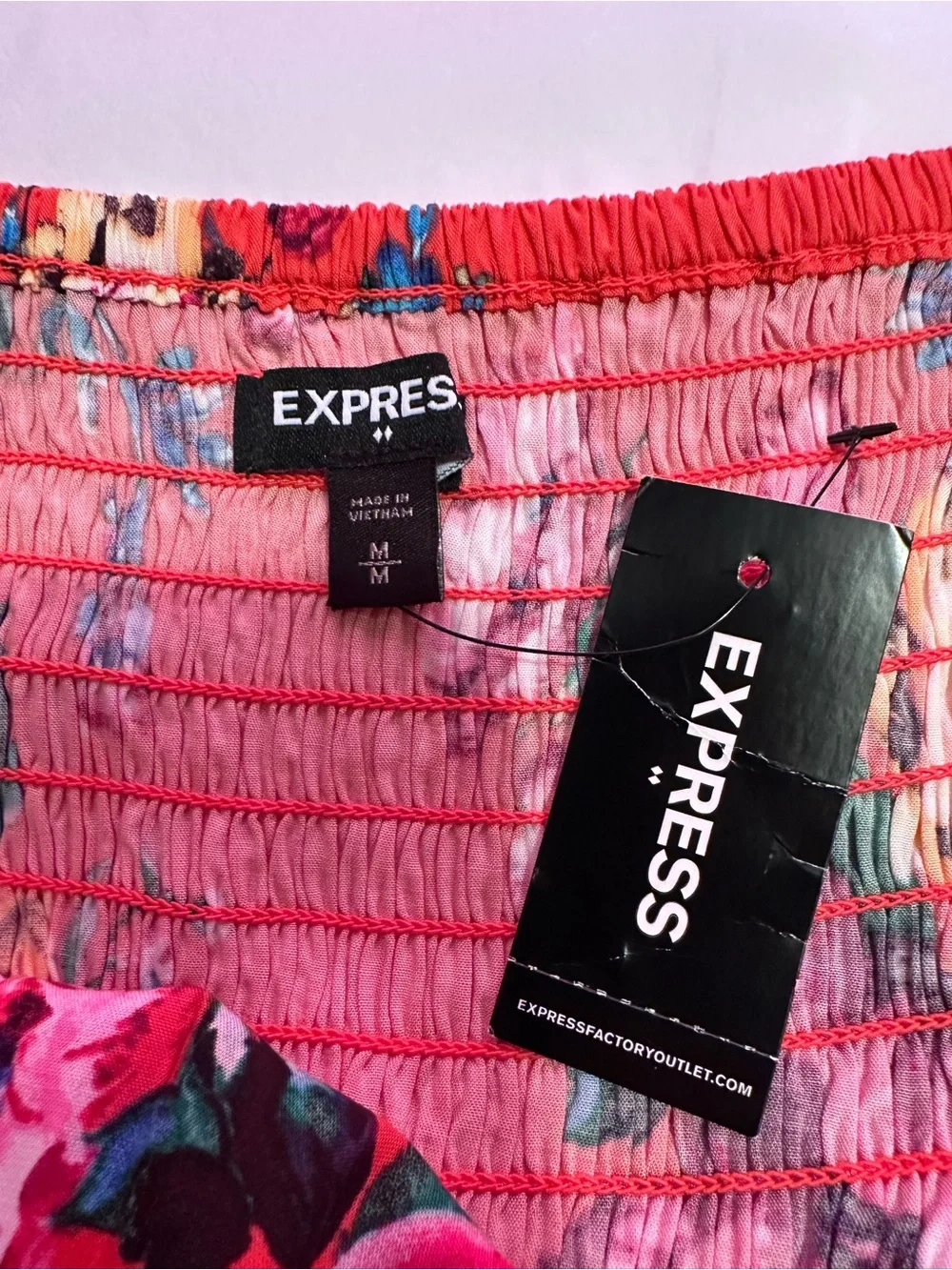 Express Coral Floral Spaghetti Strap Mini Dress